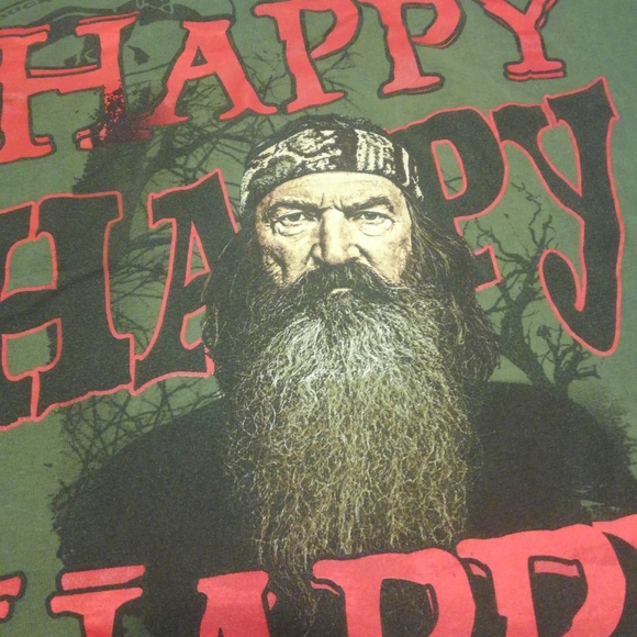 ๐ฆ Phil Robertson Duck Commander Shirt Army Green Vtg 2012 Happy Happy Happy ๐ - Picture 8 of 11